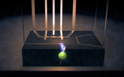 An artist’s impression of how a nanometer-scale electrode is used to locally control the quantum state of a single nucleus inside a silicon chip.